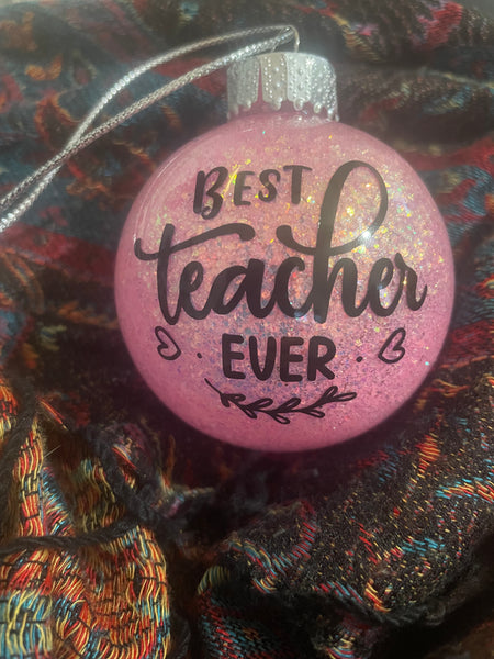 Pink Teacher Ornament